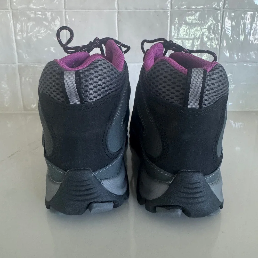 Merrell Kids Moab 3 Mid Waterproof Hiking Boots Girls 5‎ Grey Granite Berry NWOT
